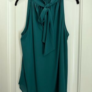 J. Crew Green Sleeveless Halter tie neck Blouse